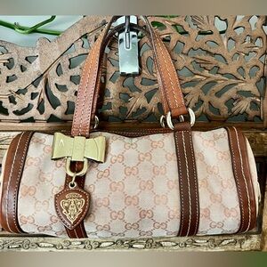 *RARE* Authentic Vintage Gucci Canvas Mini Boston Papillon Bag